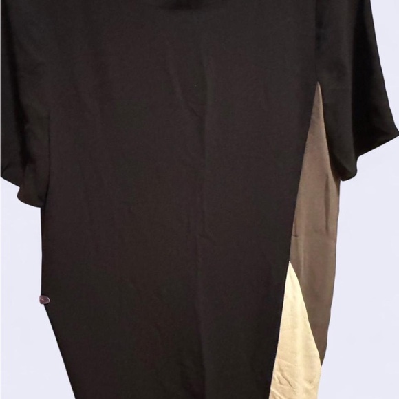 Eileen Fisher Bateau Neck Knee Length Dress Black Silk Crepe XS tall petite - Picture 3 of 6